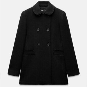 NWOT Zara DOUBLE BREASTED WOOL BLEND COAT Size XL